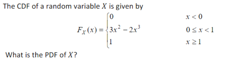 Solved The CDF of a random variable X is given by | Chegg.com