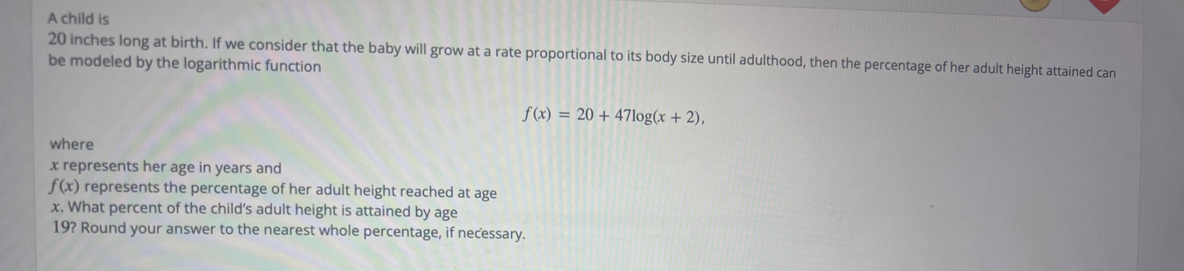solved-a-child-is-20-inches-long-at-birth-if-we-consider-chegg