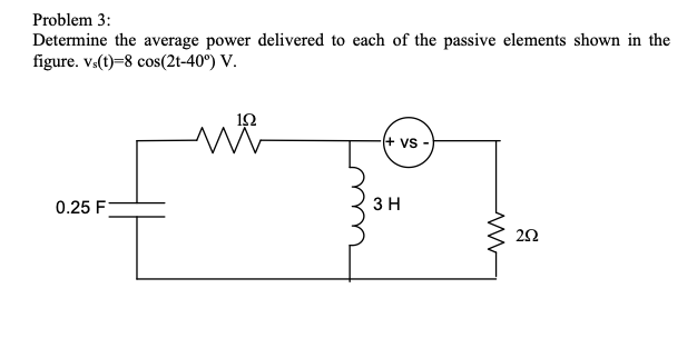 Solved Problem 3: Determine the average power delivered to | Chegg.com