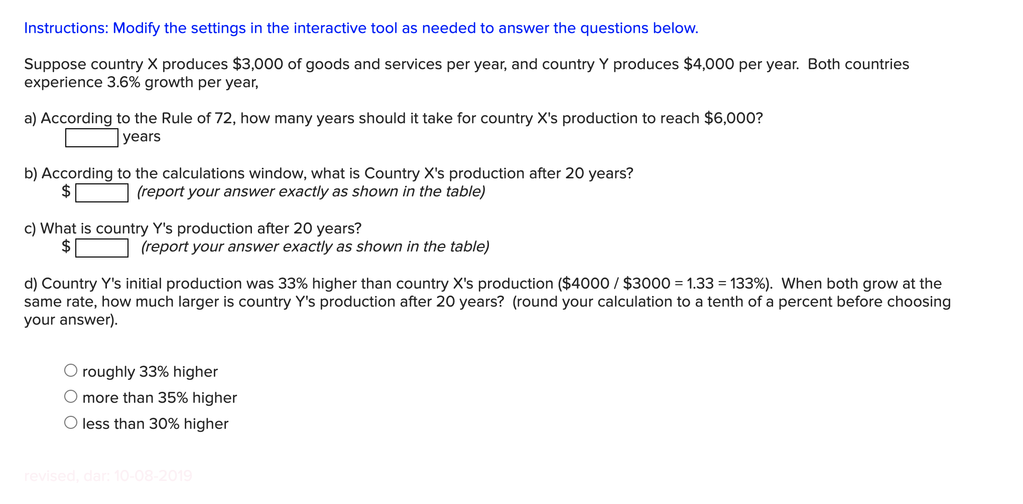 Solved Rule Of 72 LL. GRAPH SETTINGS Reset Country-X Initial | Chegg.com