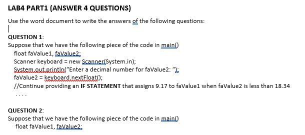 Solved LAB4 PART1 ANSWER 4 QUESTIONS Use The Word Document Chegg