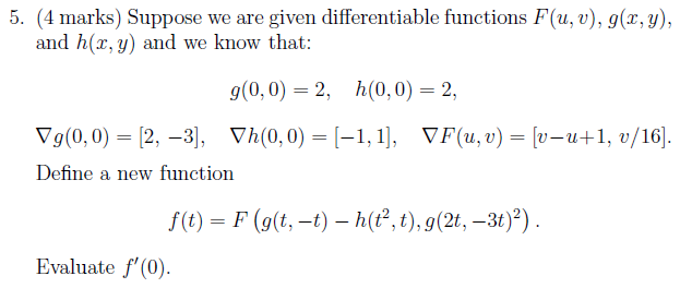Solved 5 4 Marks Suppose We Are Given Differentiable F Chegg Com
