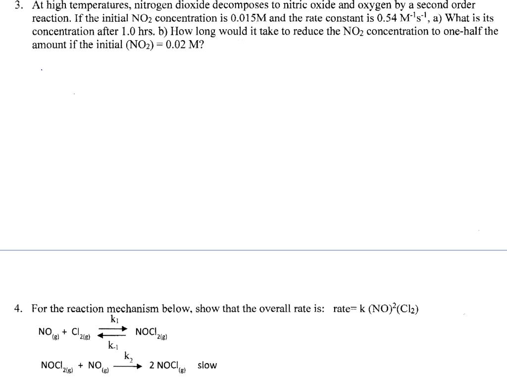 Solved 3. At high temperatures, nitrogen dioxide