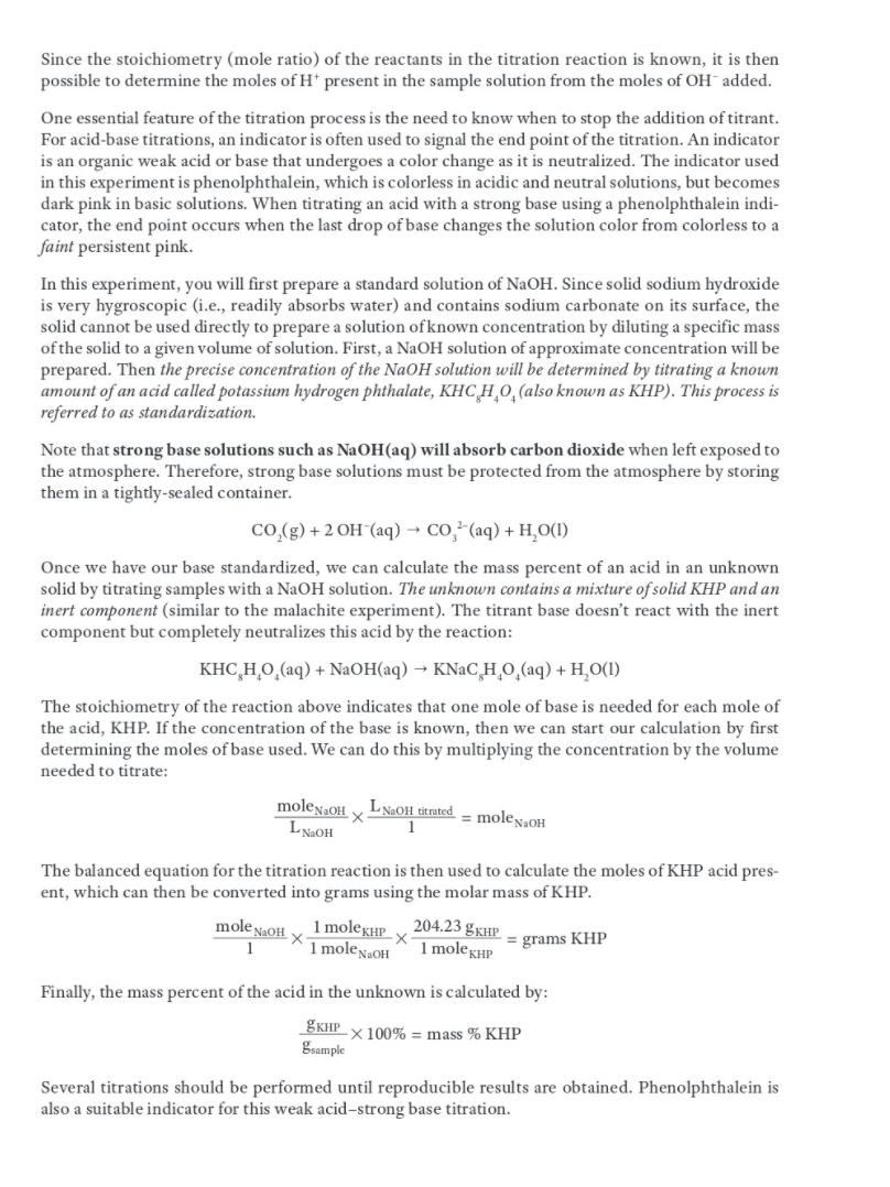 Lab report AcidBase Titrations Purpose of the
