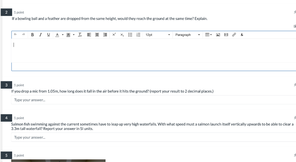 Solved 1 point If a bowling ball and a feather are dropped