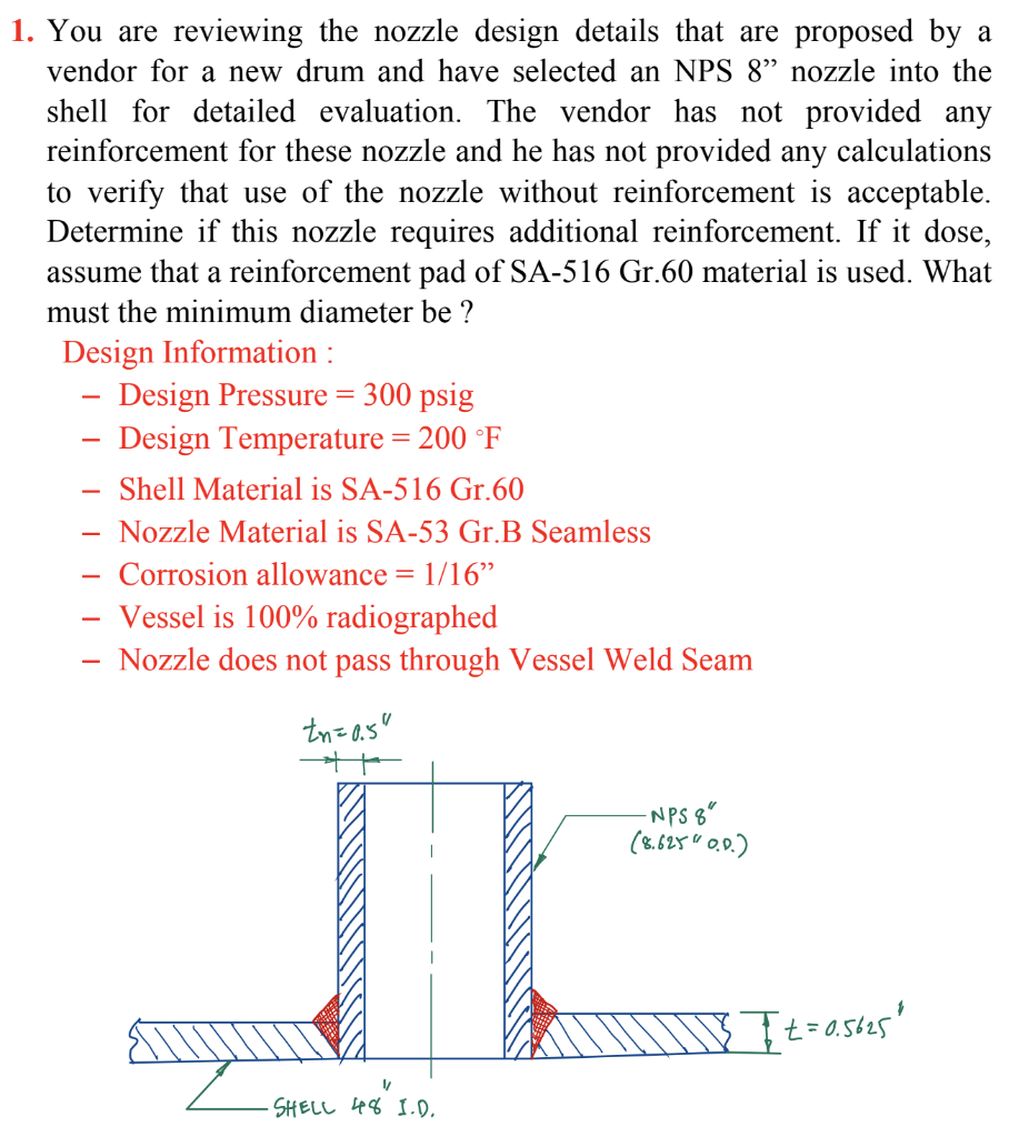 Solved 1. You are reviewing the nozzle design details that | Chegg.com