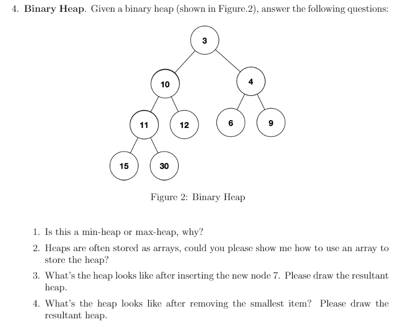 Solved 4. Binary Heap. Given a binary heap (shown in | Chegg.com