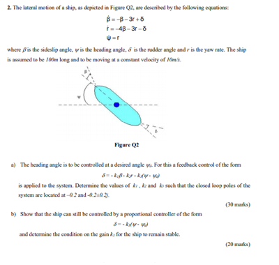 2. The Lateral Motion Of A Ship, As Depicted In | Chegg.com