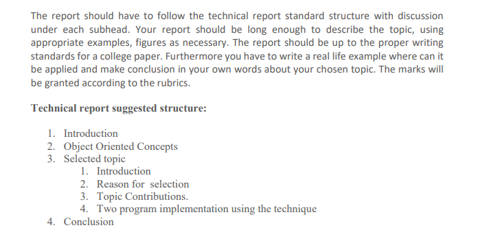 Solved Topic: Object Oriented Programming concepts | Chegg.com