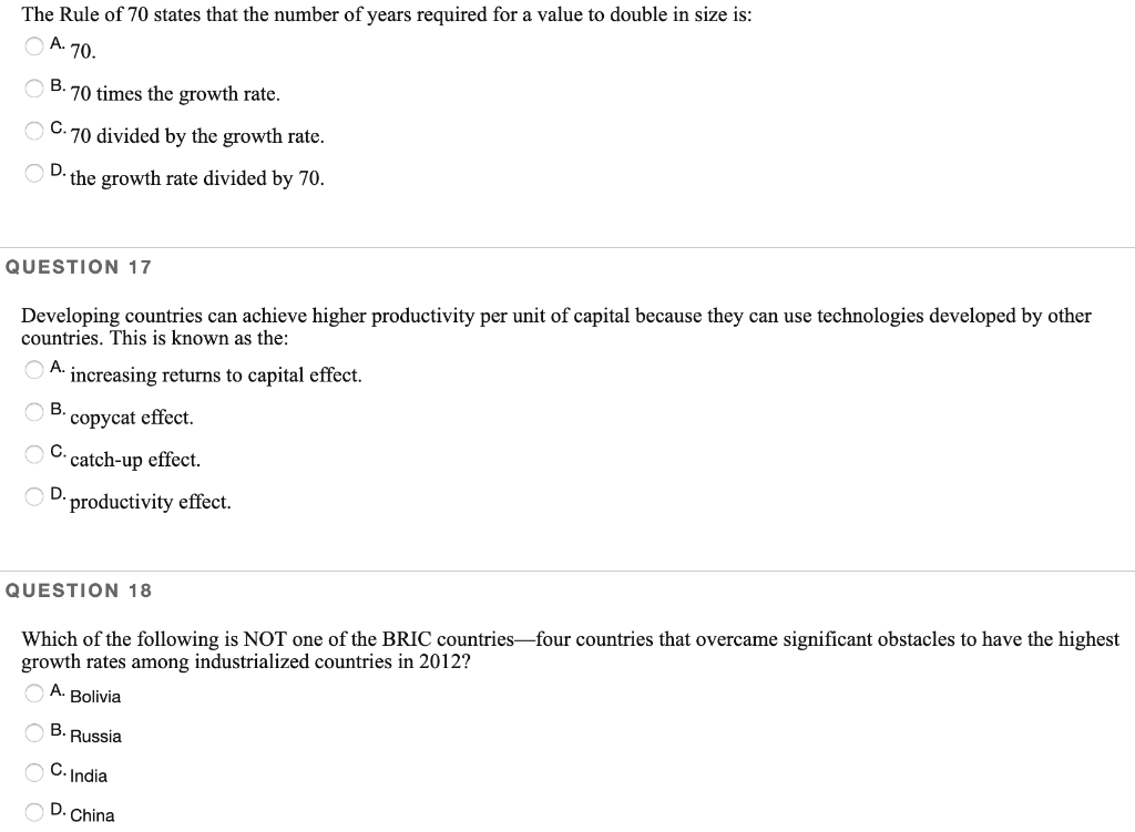 Solved The Rule Of 70 States That The Number Of Years Chegg