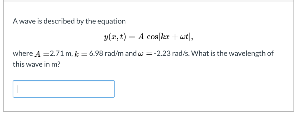 Solved A Wave Is Described By The Equation Y X T A Co Chegg Com