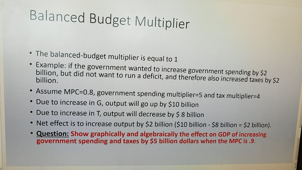 Solved Balanced Budget Multiplier The Balanced budget Chegg