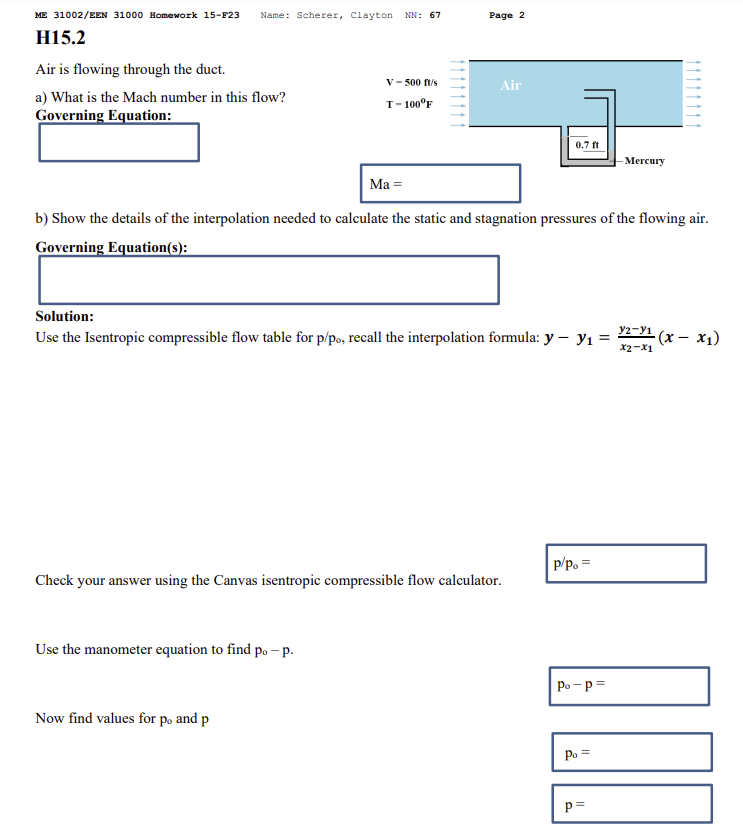 Solved Air is flowing through the duct. a) What is the Mach | Chegg.com