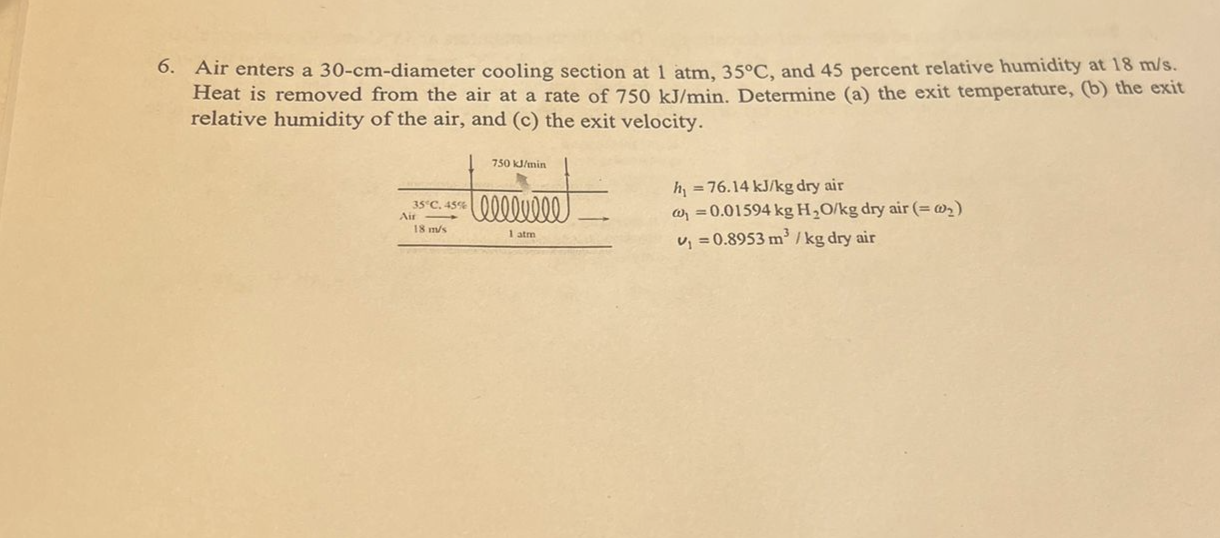 Solved Air enters a 30 - cm-diameter cooling section at | Chegg.com