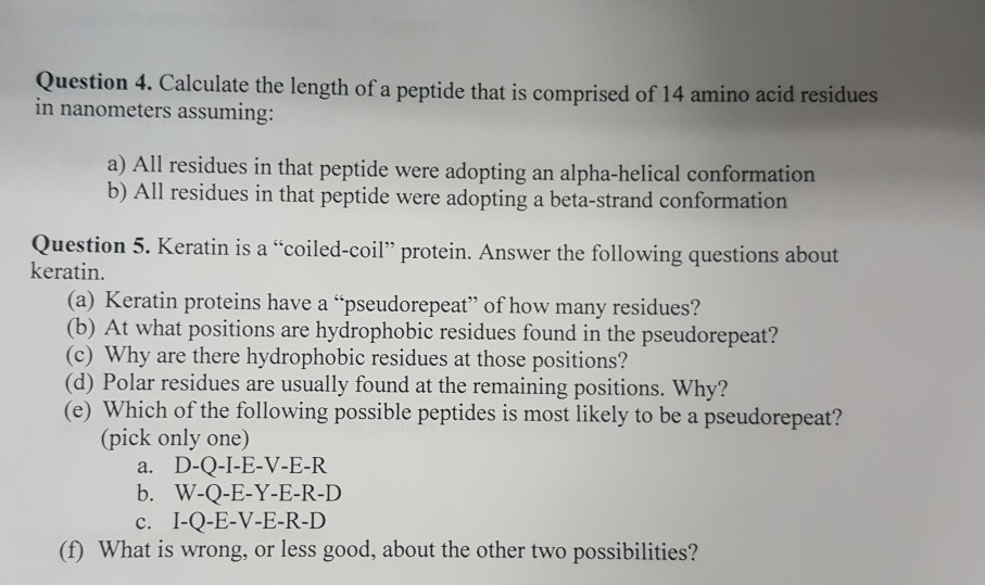 Solved Question 4. Calculate the length of a peptide that is