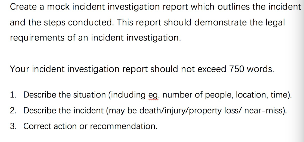 Solved Create Mock Incident Investigation Report Outlines Incident Steps Conducted Report 7928