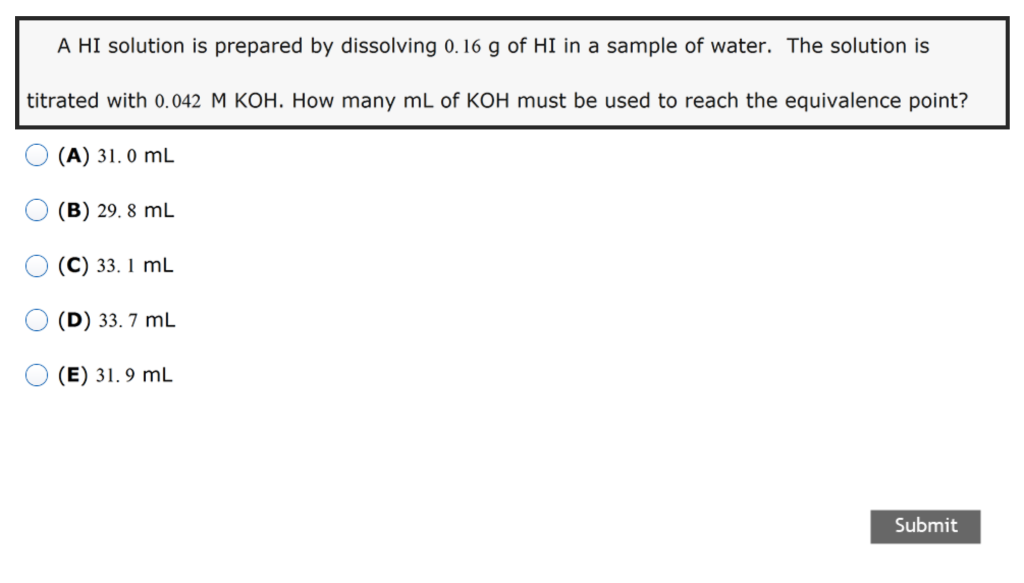 Solved A HI Solution Is Prepared By Dissolving 0 16 G Of HI Chegg