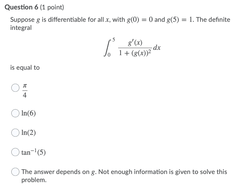 Solved Question 6 1 Point Suppose G Is Differentiable For