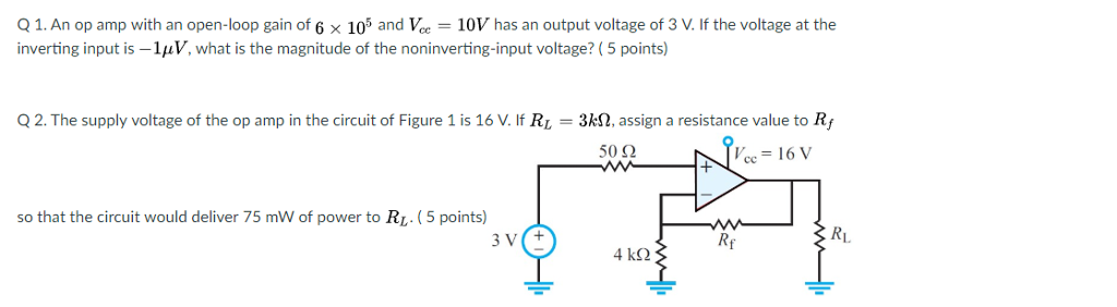 Solved Q1.An op amp with an open-loop gain of 6 x 105 and | Chegg.com