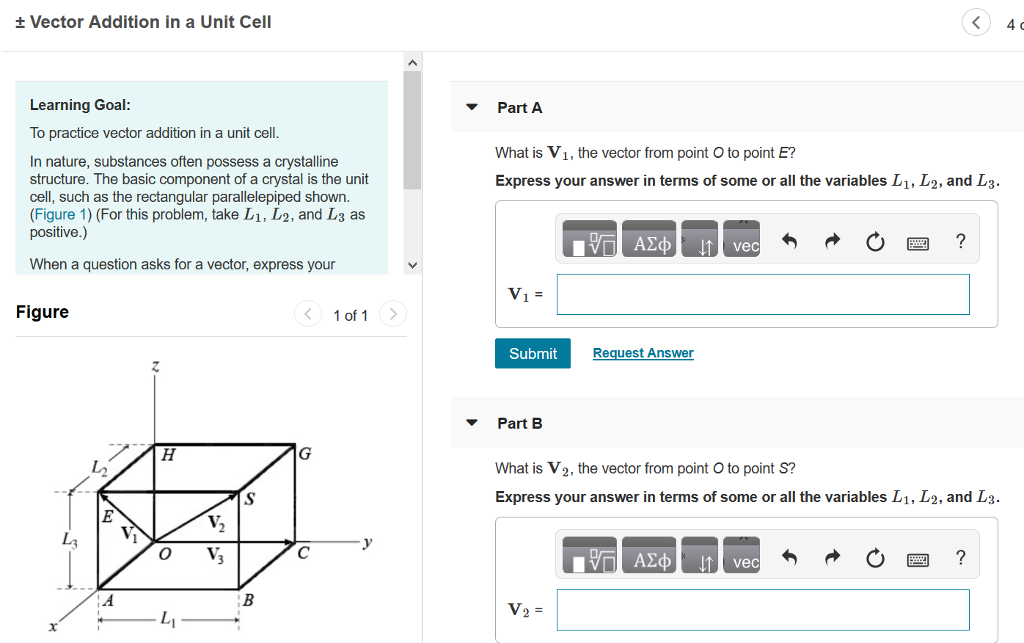 Solved ± Vector Addition in a Unit Cell Learning Goal To | Chegg.com