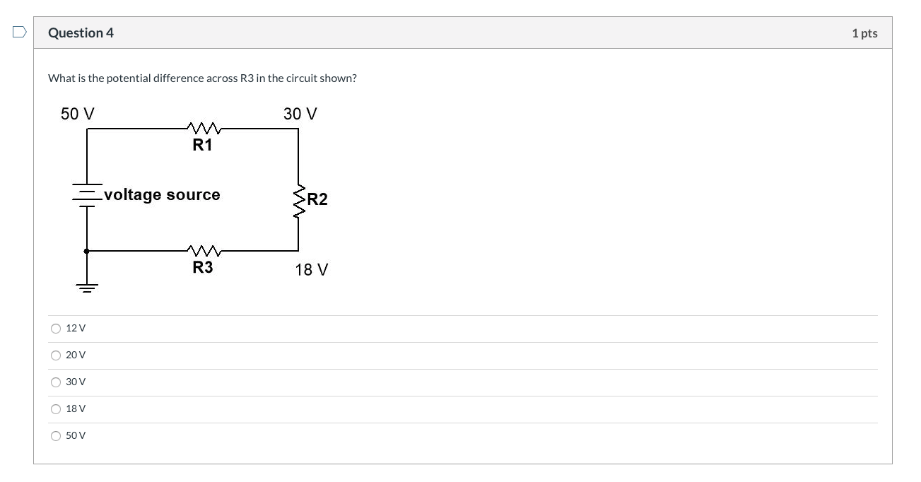 Solved Question 4 1 Pts What Is The Potential Difference 3145