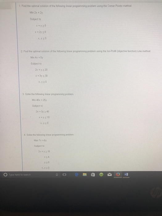 Solved Find the optimal solution of the following linear | Chegg.com