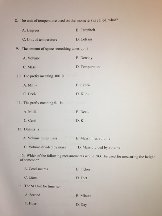 Solved Chapter-2: Measurement an SI units 1. What does SI | Chegg.com