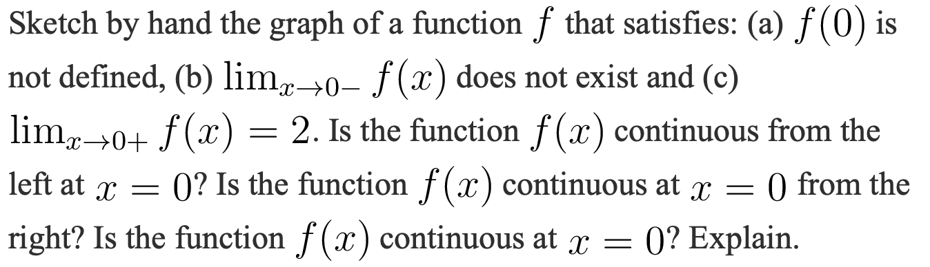 Solved Sketch by hand the graph of a function f that | Chegg.com