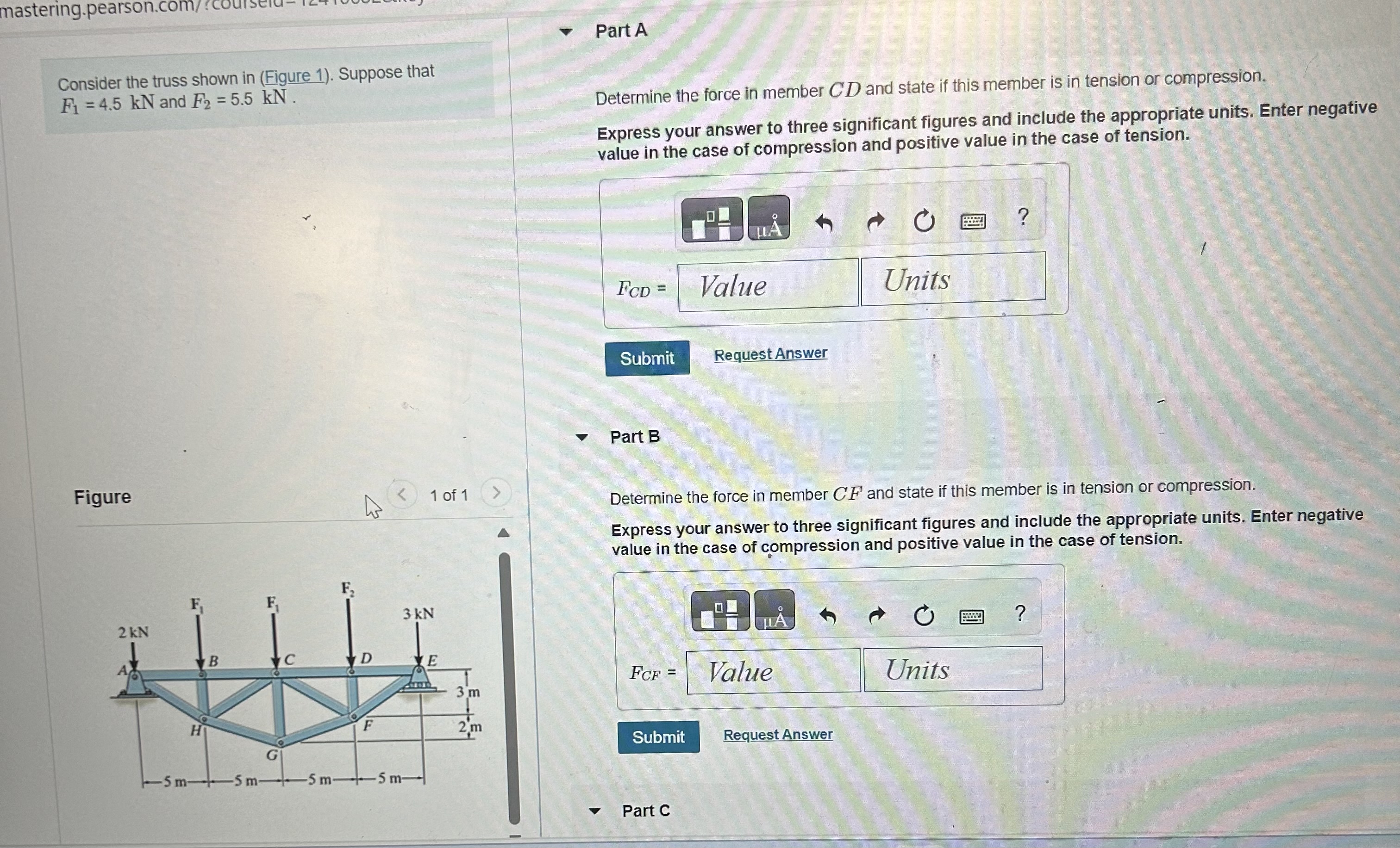Solved Determine the force in member CG and state if this | Chegg.com