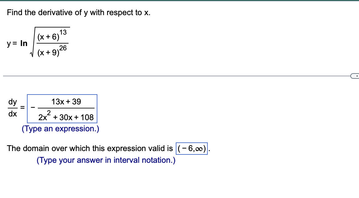 Solved Find the derivative of y with respect to x. | Chegg.com