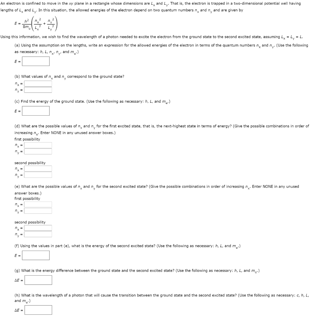 An Electron Is Confined To Move In The Xy Plane In A Chegg Com