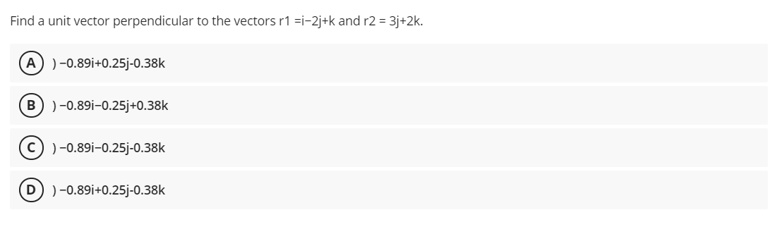 Solved Find a unit vector perpendicular to the vectors r1 | Chegg.com