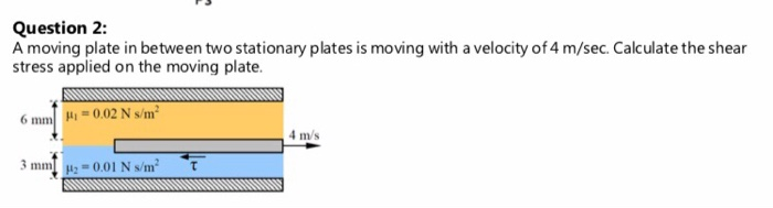 Solved Question 2: A moving plate in between two stationary | Chegg.com