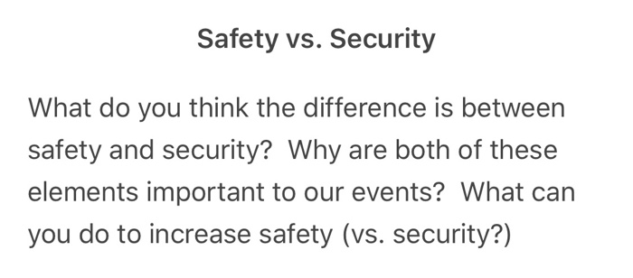 Solved Safety Vs. Security What Do You Think The Difference | Chegg.com