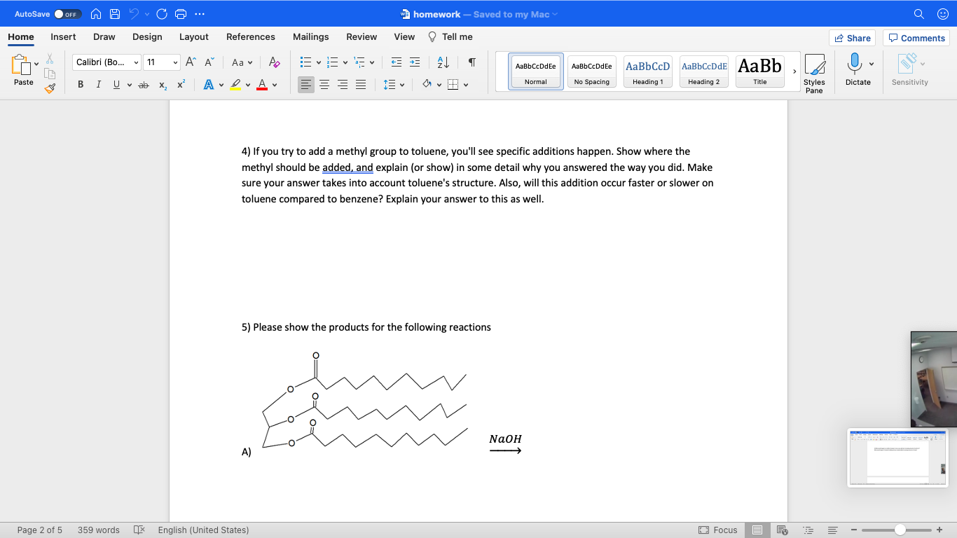 Solved AutoSave OFF w homework - Saved to my Mac Home Insert | Chegg.com