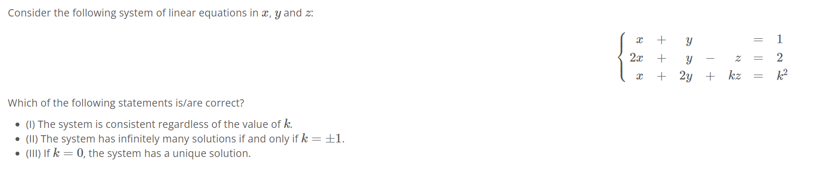 Solved Consider the following system of linear equations in | Chegg.com
