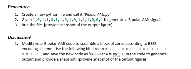 Solved Procedure 1. Create a new python file and call it | Chegg.com