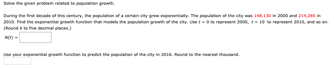 Solved Solve the given problem related to population growth | Chegg.com