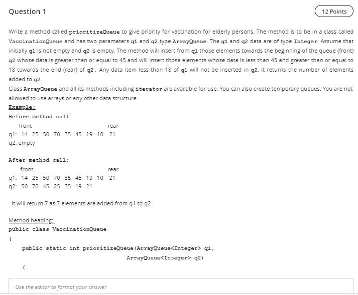 Solved Question 1 12 Points Write a method called | Chegg.com