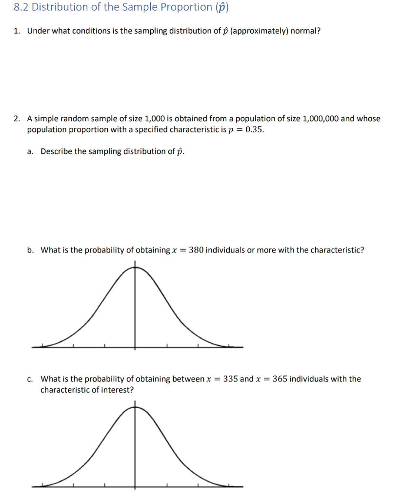 Statistics 8.2: Distribution of the Sample Proportion Flashcards