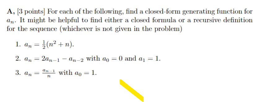 Solved A 3 points For each of the following find a Chegg