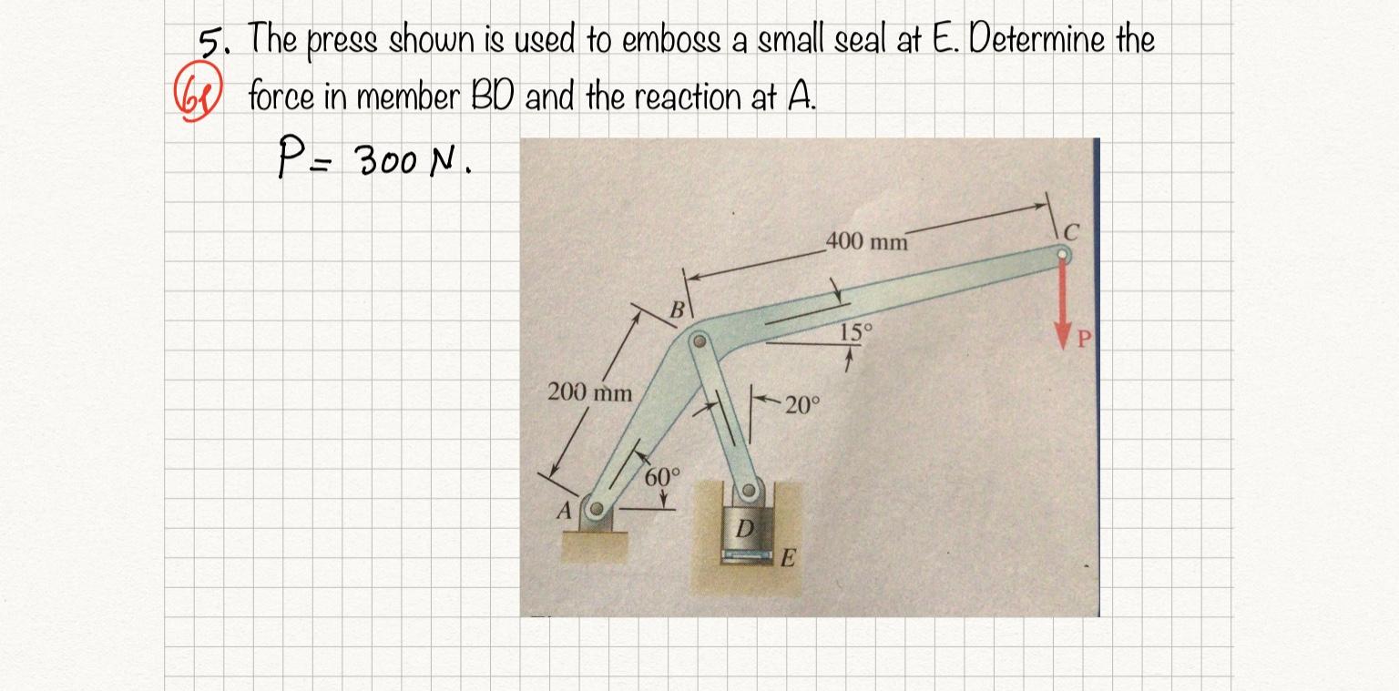 Solved 5. The Press Shown Is Used To Emboss A Small Seal At | Chegg.com