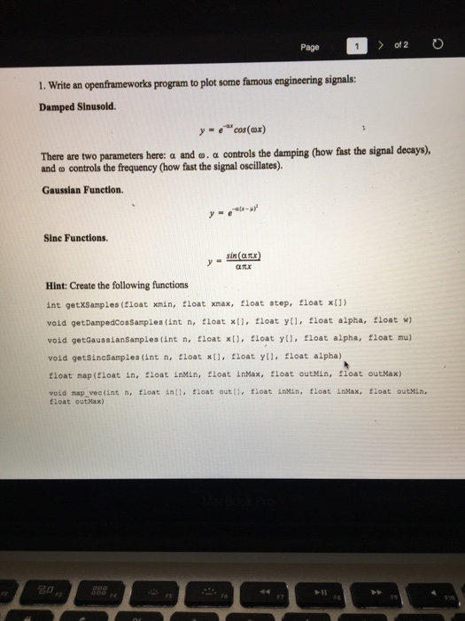 Page of2 1. Write an openframeworks program to plot | Chegg.com