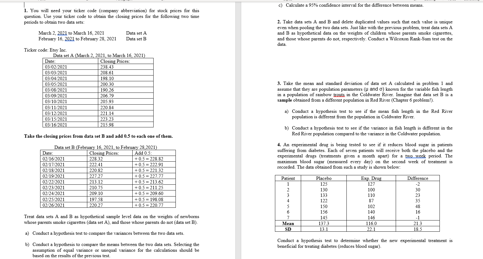 Solved c) Calculate a 95% confidence interval for the | Chegg.com