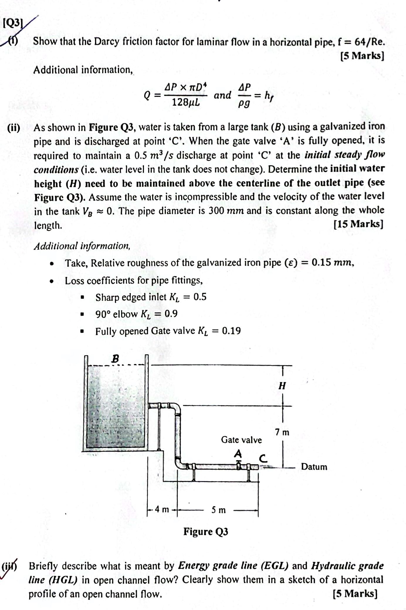 Solved (1) Show that the Darcy friction factor for laminar