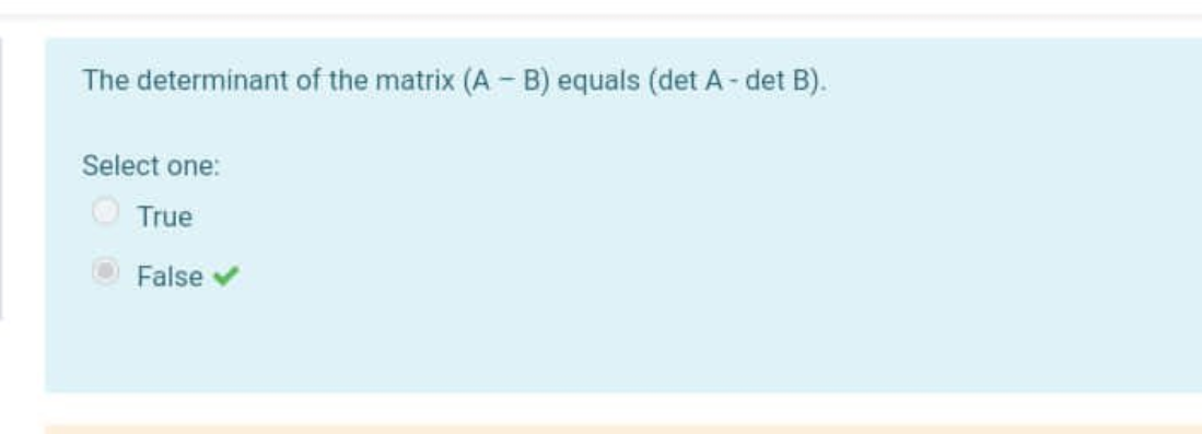 Solved The Determinant Of The Matrix (A - B) Equals (det | Chegg.com