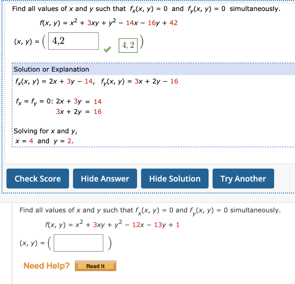 Solved Find All Values Of X And Y Such That Fx X Y And Chegg Com
