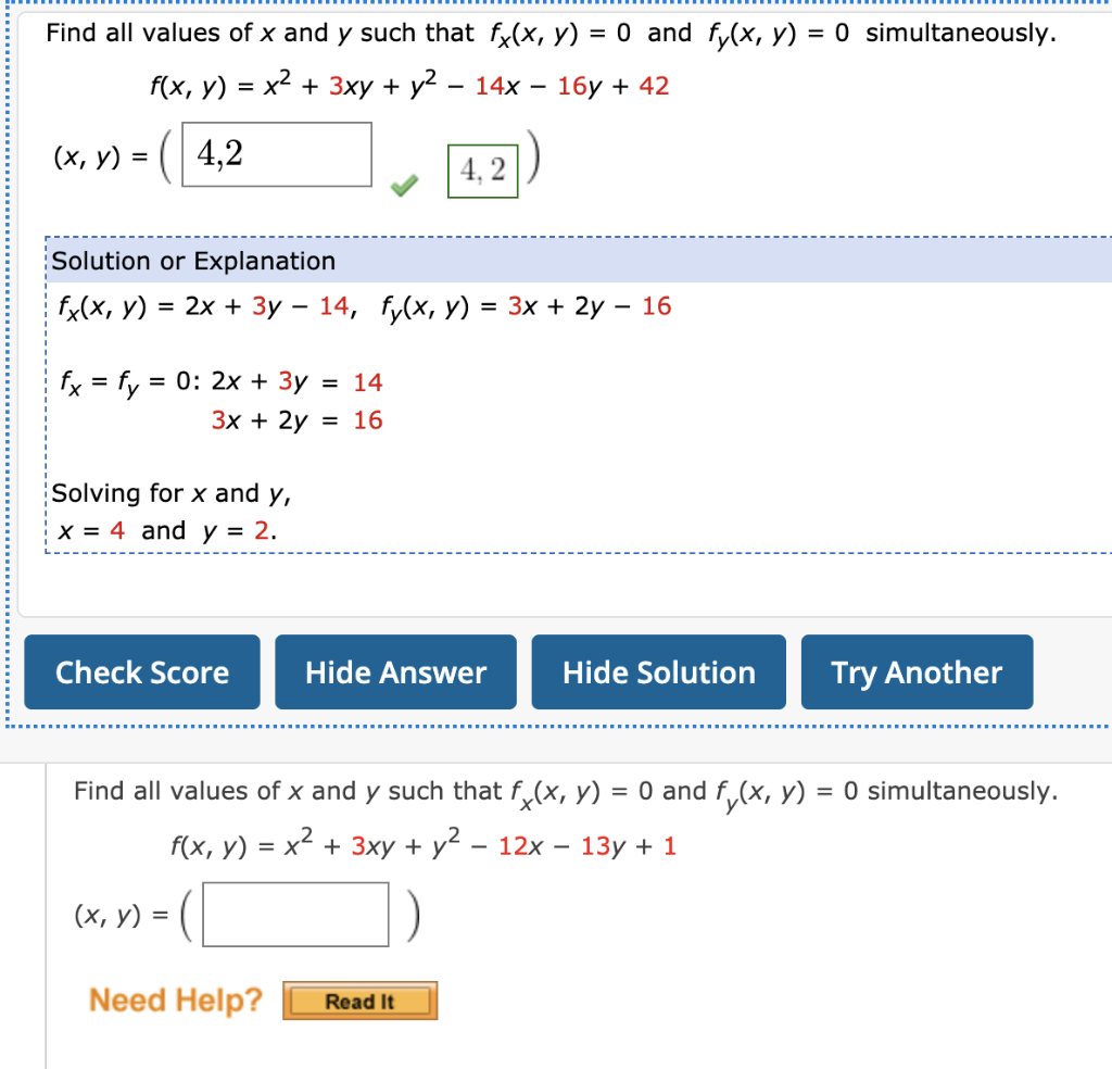 Solved Find All Values Of X And Y Such That Fx X Y 0 And