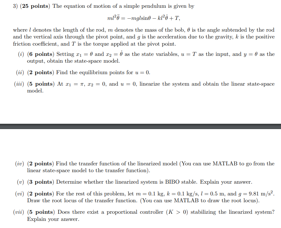 Solved Points The Equation Of Motion Of A Simple Chegg Com