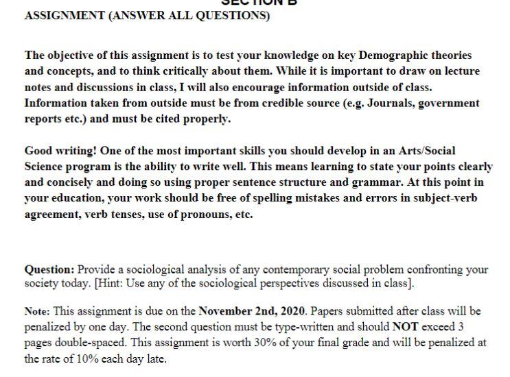 Assignment Answer All Questions The Objective Of Chegg Com